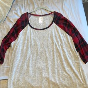 3/4 sleeve baseball type shirt from Maurice’s.